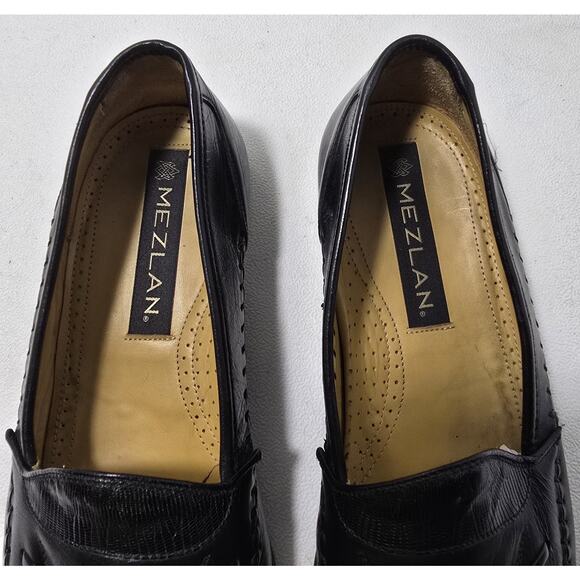 MEZLAN \'AVELLINO\' GENUINE LIZARD BLACK LOAFERS W/TASSELS Made In Spain-SZ 9.5 main image 10